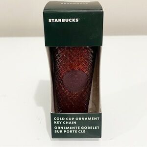 STARBUCKS 2022 Holiday Burgundy Jeweled Keychain Mini Tumbler Ornament